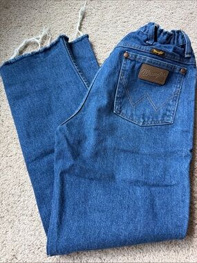 Nasty Gal xWrangler Straight-Leg Medium Blue Denim Jeans